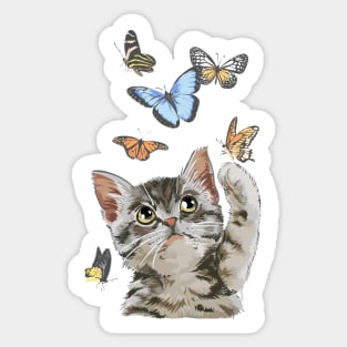 Butterfly Cat Sticker